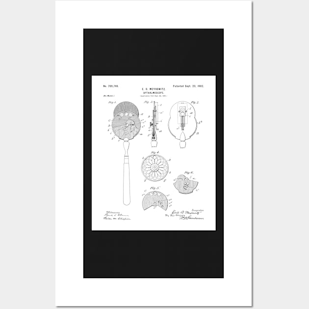 Ophthalmoscope Patent - Optometrist Eye Doctors Office Art - White Wall Art by patentpress